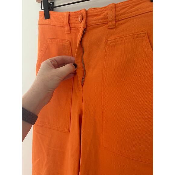Wilfred Free Modern Utility Pants Size 4 Orange Straight Leg Casual Cargo - Picture 4 of 10